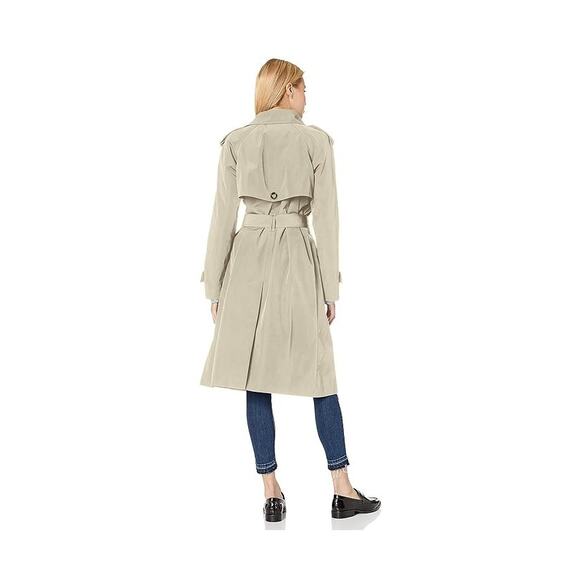 NWT London Fog 3/4 Length Double-Breasted Trench Coat with Belt (Stone) sz L - Picture 3 of 4